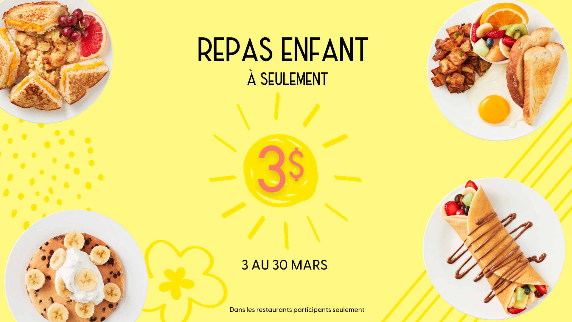 La relaĉhe des petits cocos. Repas enfants à 3$ du 3 au 30 mars dans les restaurants Allô mon Coco participants